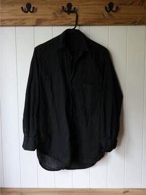 CP Shades Black Button-Up Shirt Cotton Oversized Women’s XS Natural Dye